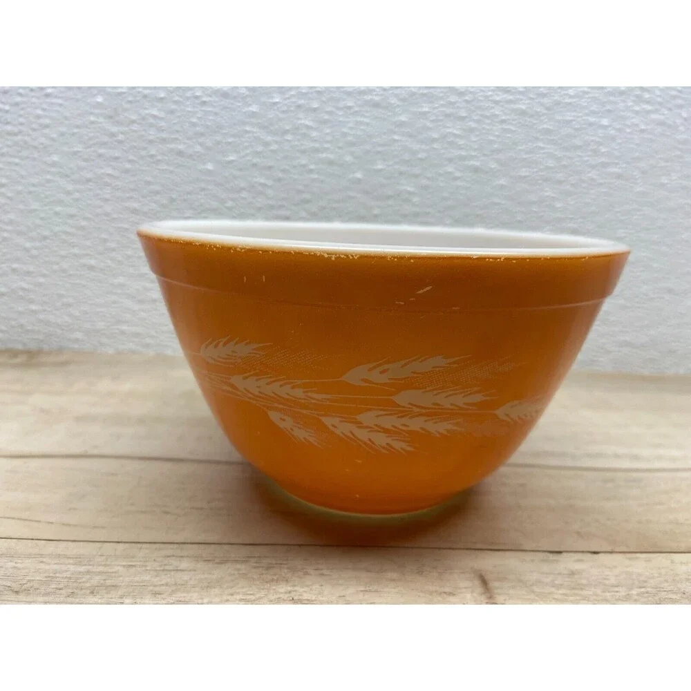 Vtg Pyrex Autumn Harvest Weat Mixing Bowl # 401 750ml Made In USA